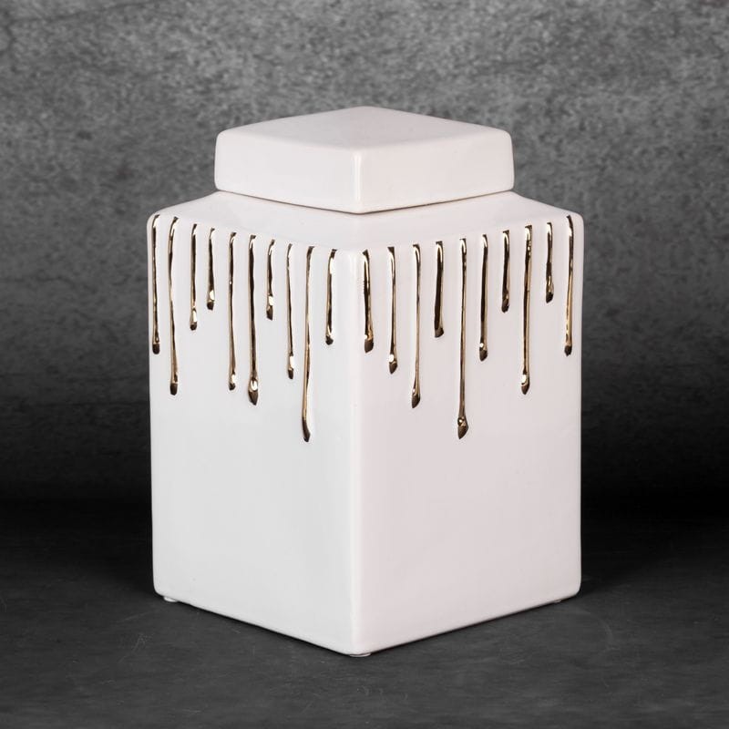CERAMICZNY SŁOIK POJEMNIK GLAMOUR 4X14X28 CM BIAŁY