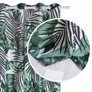 Zasłona Gotowa do Salonu na Przelotkach 140 x 250 Palmy Liście Jungle Zielona