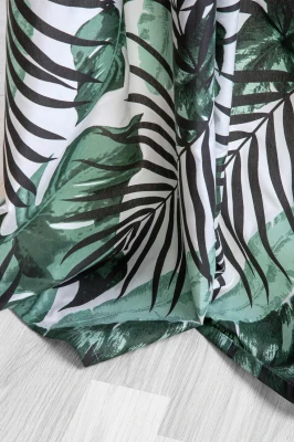 Zasłona Gotowa do Salonu na Przelotkach 140 x 250 Palmy Liście Jungle Zielona