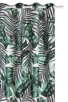 Zasłona Gotowa do Salonu na Przelotkach 140 x 250 Palmy Liście Jungle Zielona