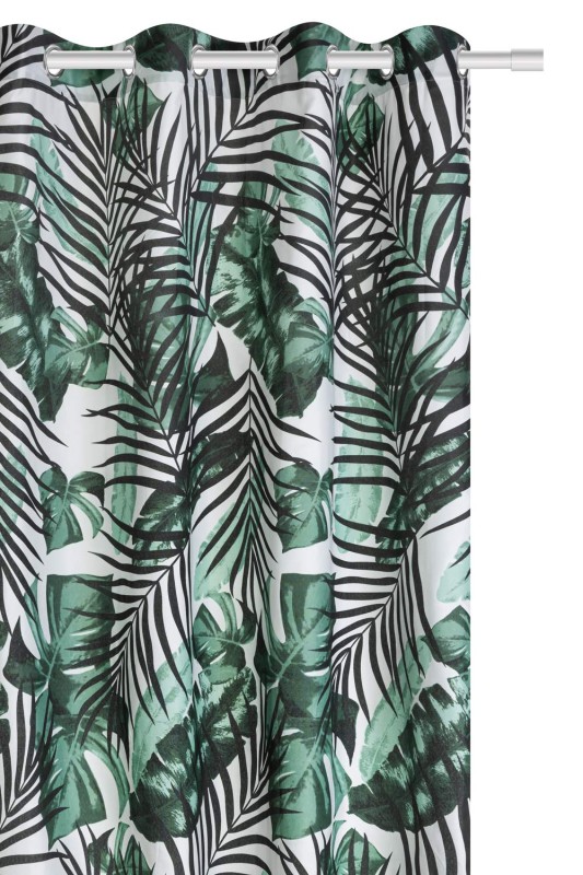Zasłona Gotowa do Salonu na Przelotkach 140 x 250 Palmy Liście Jungle Zielona