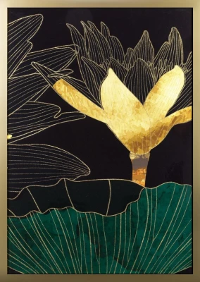 NOWOCZESNY OBRAZ Z NADRUKIEM LIŚCIE KWIATY 53X73