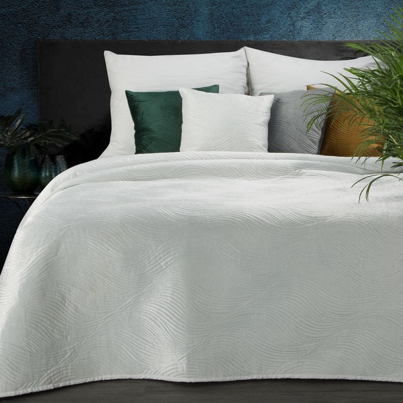 KOC NARZUTA WELUR VELVET FALE 170X210 CM BIAŁY