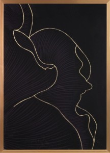OBRAZ DEKORACYJNY CZARNY ZŁOTY NADRUK 53X73