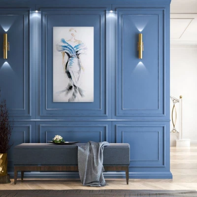 OBRAZ na płótnie ręcznie malowany 60X120 CM BIAŁY