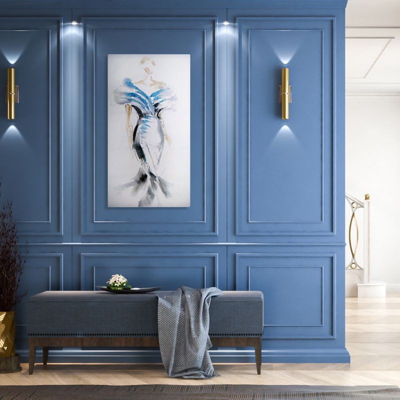 OBRAZ na płótnie ręcznie malowany 60X120 CM BIAŁY