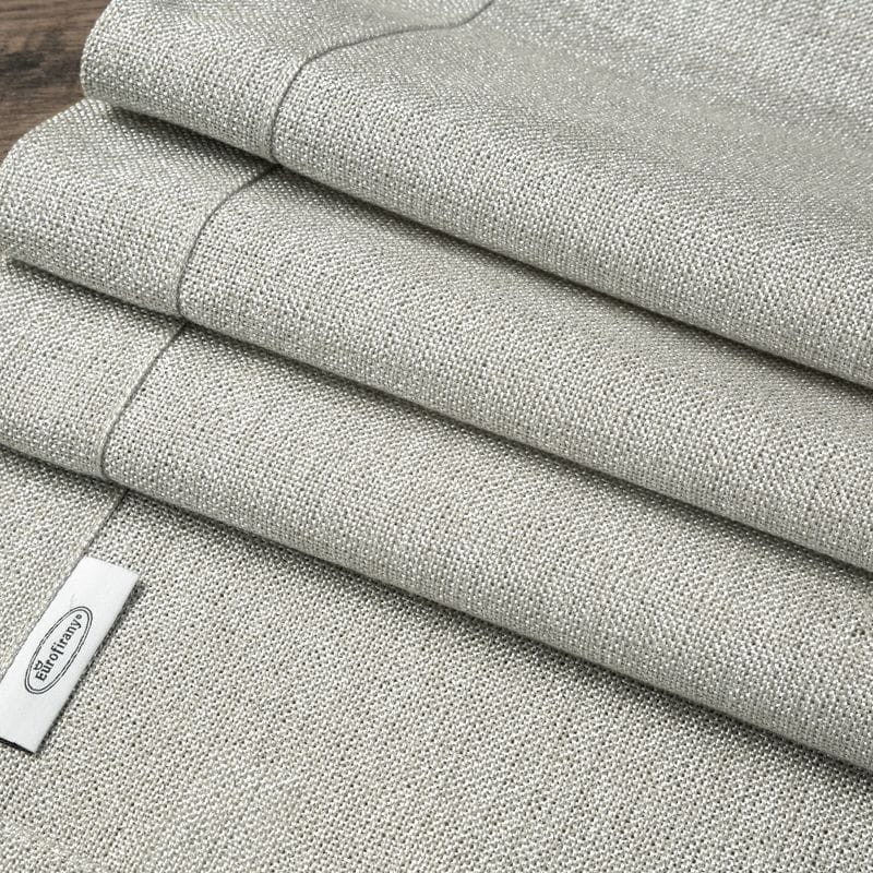 OBRUS BAWEŁNA Z SZEROKĄ LISTWĄ 145X350 JASNOSZARY