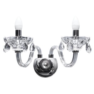 Lampa żyrandol Kira 42x23 cm srebrna, metal-szkło, 2xE14, A-G