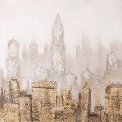 OBRAZ RĘCZNIE MALOWANY NA PŁÓTNIE WIOSKA 80X80 CM