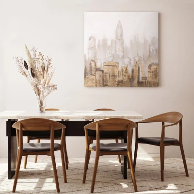 OBRAZ RĘCZNIE MALOWANY NA PŁÓTNIE WIOSKA 80X80 CM