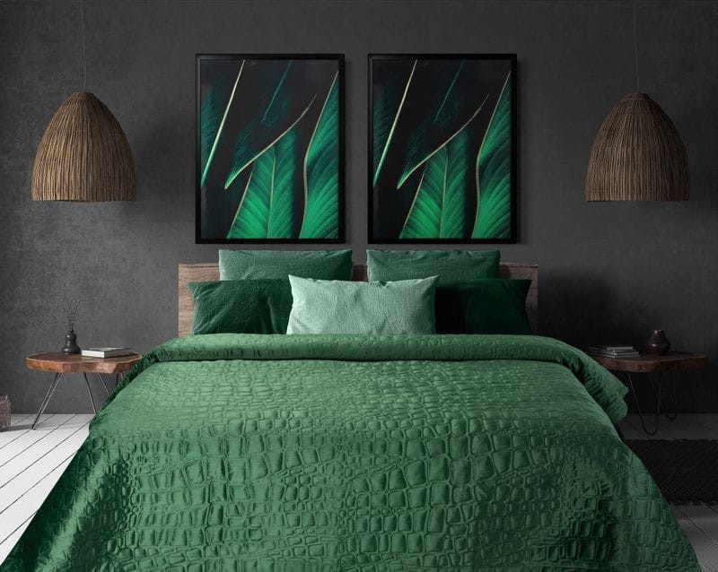 Narzuta 280x260 ZIELONA geometryczna welwet welur