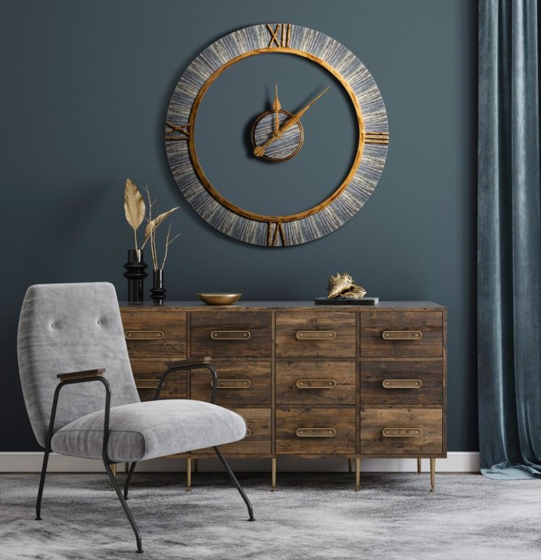 ZEGAR ŚCIENNY RETRO KOŁO 60X5X60 CM BRĄZOWY