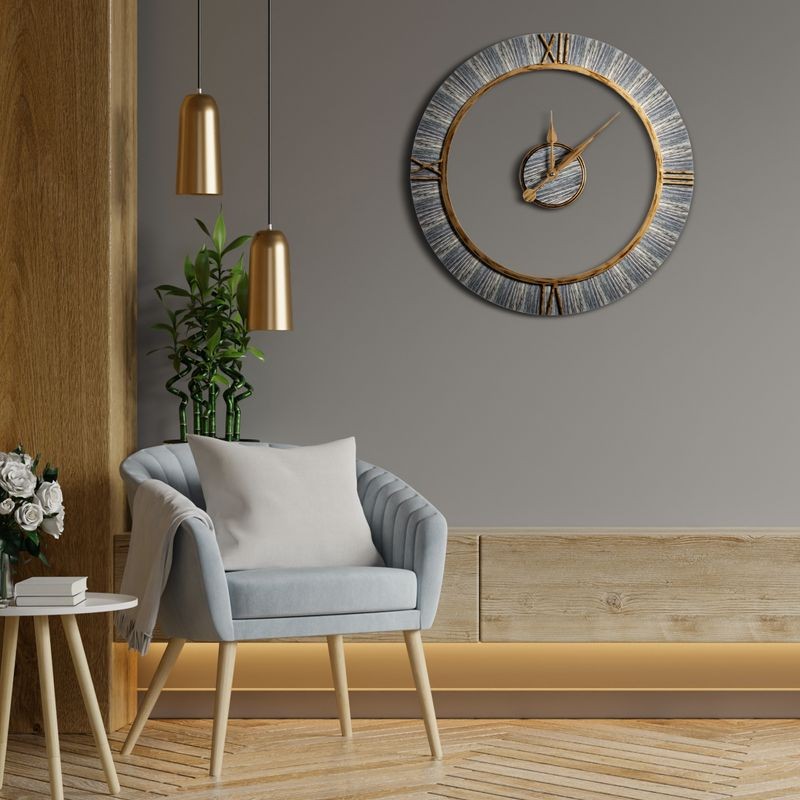 ZEGAR ŚCIENNY RETRO KOŁO 60X5X60 CM BRĄZOWY