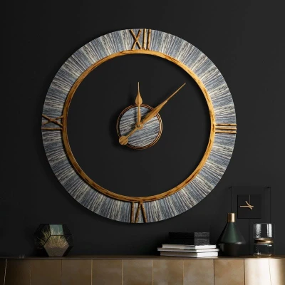 ZEGAR ŚCIENNY RETRO KOŁO 60X5X60 CM BRĄZOWY