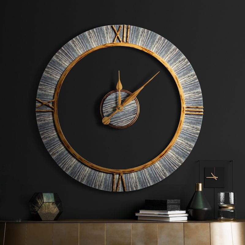 ZEGAR ŚCIENNY RETRO KOŁO 60X5X60 CM BRĄZOWY
