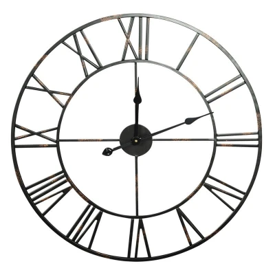 ZEGAR ŚCIENNY OKRĄGŁY W STYLU RETRO 70 CM CZARNY