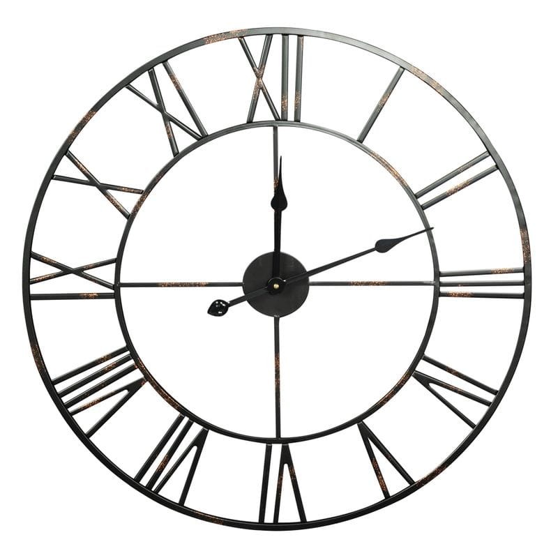 ZEGAR ŚCIENNY OKRĄGŁY W STYLU RETRO 70 CM CZARNY