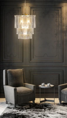 LAMPA SUFITOWA NOWOCZESNY ŻYRANDOL 42X50 CM ZŁOTA