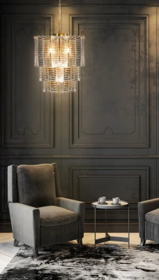 LAMPA SUFITOWA NOWOCZESNY ŻYRANDOL 42X50 CM ZŁOTA