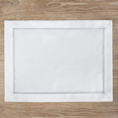 OBRUS BIEŻNIK SREBRNA LAMÓWKA 30 X 40 CM BIAŁY