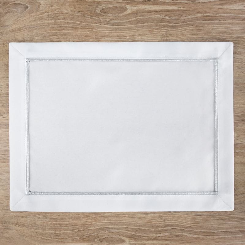 OBRUS BIEŻNIK SREBRNA LAMÓWKA 30 X 40 CM BIAŁY