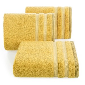 RĘCZNIK BAWEŁNA FROTTE PASY 30X50 CM MUSZTARDOWY