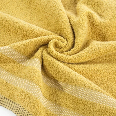 RĘCZNIK BAWEŁNA FROTTE PASY 30X50 CM MUSZTARDOWY