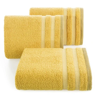 RĘCZNIK BAWEŁNA FROTTE PASY 30X50 CM MUSZTARDOWY