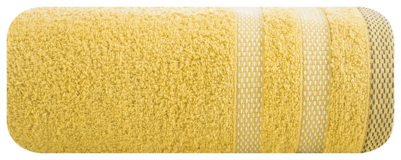 RĘCZNIK BAWEŁNA FROTTE PASY 30X50 CM MUSZTARDOWY