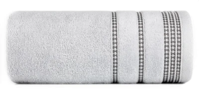 RĘCZNIK BAWEŁNA FROTTE BORDIURA 30X50 CM SREBRNY