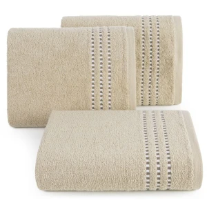 RĘCZNIK BAWEŁNA FROTTE BORDIURA 30X50 CM BEŻOWY