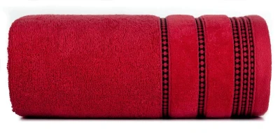 RĘCZNIK BAWEŁNA FROTTE BORDIURA 50X90 CM CZERWONY