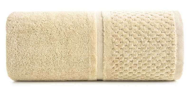 RĘCZNIK FROTTE WELUROWA BORDIURA 50X90 CM BEŻOWY