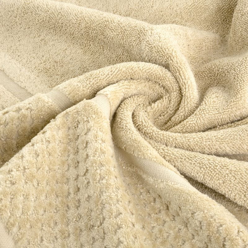 RĘCZNIK FROTTE WELUROWA BORDIURA 50X90 CM BEŻOWY