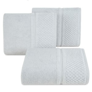 RĘCZNIK FROTTE WELUROWA BORDIURA 50X90 CM SREBRNY