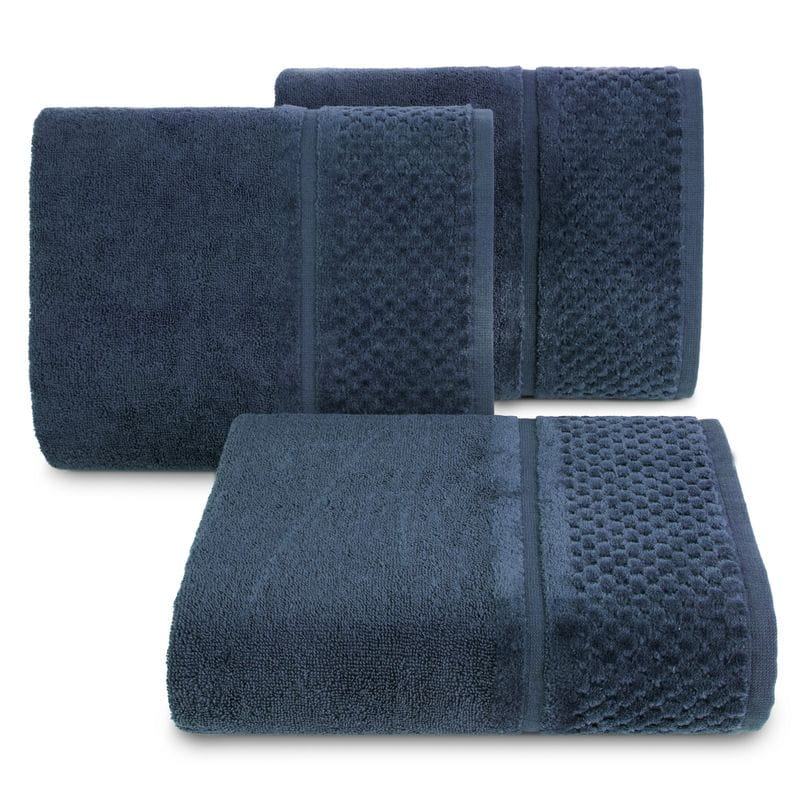 RĘCZNIK FROTTE WELUROWA BORDIURA 50X90 GRANATOWY