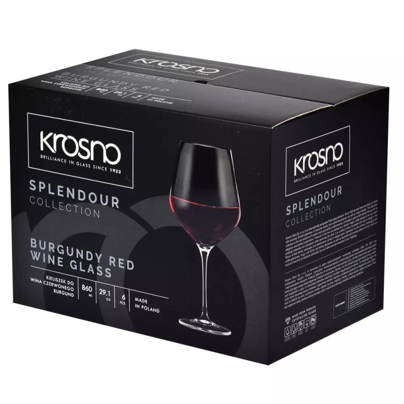 Kieliszki do Wina Czerwonego Burgund Splendour Krosno 860 ml  Duże Nóżka