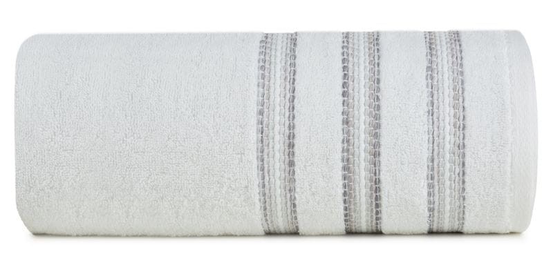 RĘCZNIK BAWEŁNA BORDIURA PASKI 50 X 90 CM BIAŁY