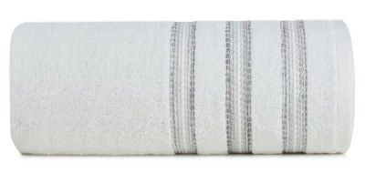 RĘCZNIK BAWEŁNA BORDIURA PASKI 50 X 90 CM BIAŁY