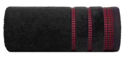 RĘCZNIK BAWEŁNA FROTTE BORDIURA 70X140 CM CZARNY