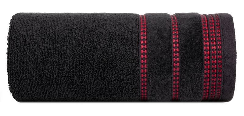 RĘCZNIK BAWEŁNA FROTTE BORDIURA 70X140 CM CZARNY