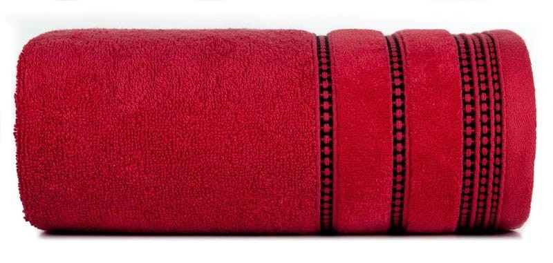 RĘCZNIK BAWEŁNA FROTTE BORDIURA 70X140 CM CZERWONY