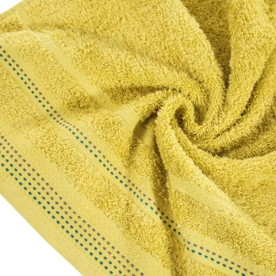 RĘCZNIK Z BORDIURĄ BAWEŁNA 70X140 CM MUSZTARDOWY