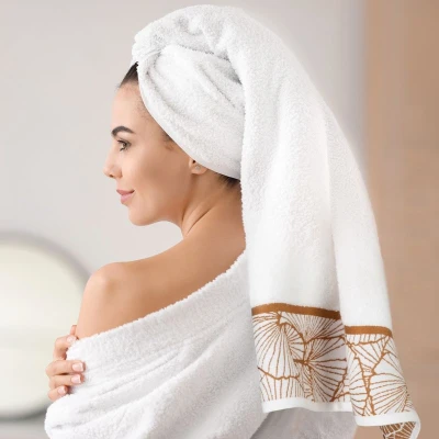 Ręcznik BAWEŁNA 50x90 BIAŁY Żakardowy Frotte