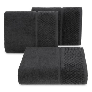 RĘCZNIK FROTTE WELUROWA BORDIURA 70X140 CM CZARNY