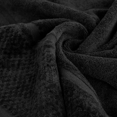 RĘCZNIK FROTTE WELUROWA BORDIURA 70X140 CM CZARNY