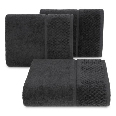 RĘCZNIK FROTTE WELUROWA BORDIURA 70X140 CM CZARNY