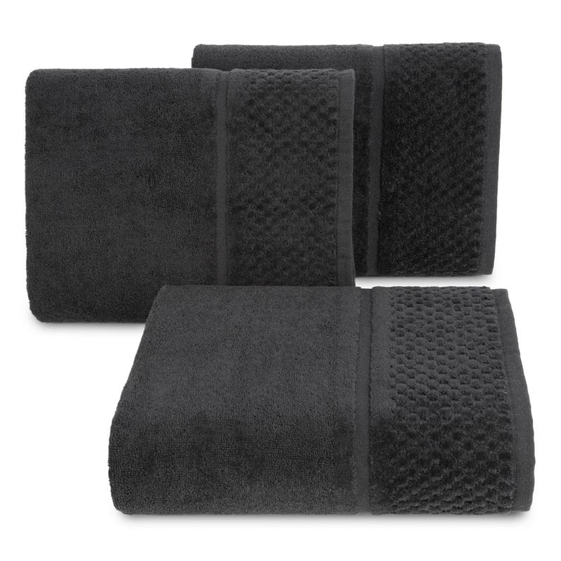 RĘCZNIK FROTTE WELUROWA BORDIURA 70X140 CM CZARNY