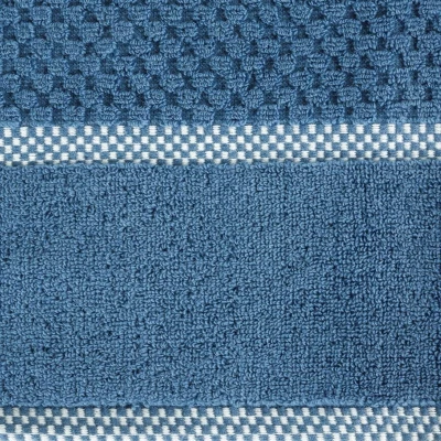 Ręcznik z ozdobną bordiurą 70X140 NIEBIESKI