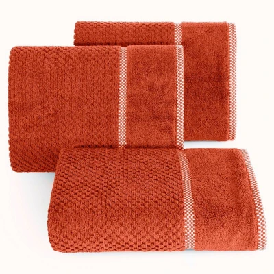 Ręcznik z ozdobną bordiurą 70X140 POMARAŃCZOWY